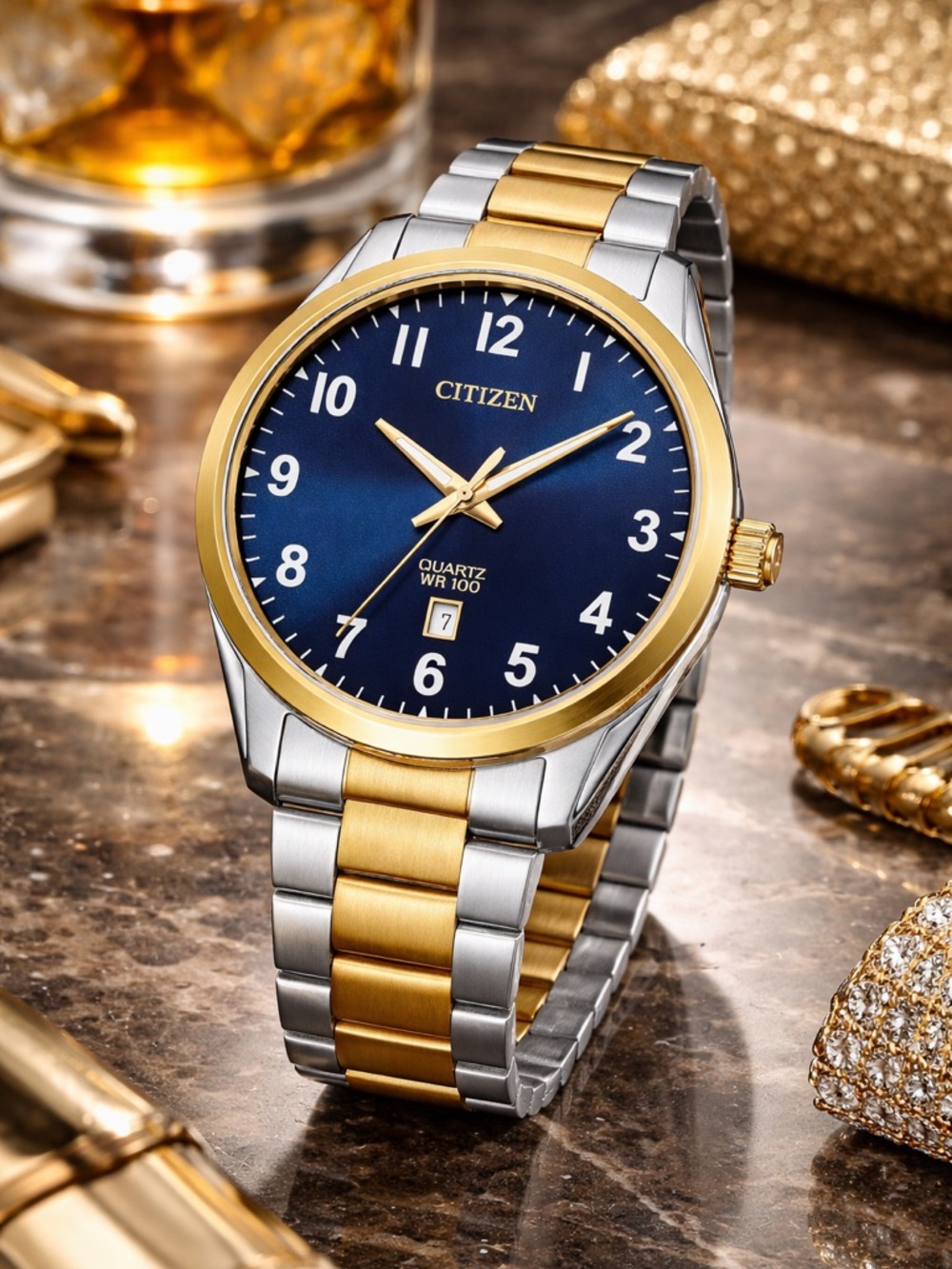 Citizen BI1036-57L Men's Blue Dial Two-Tone Watch 42mm Quartz 100M WR